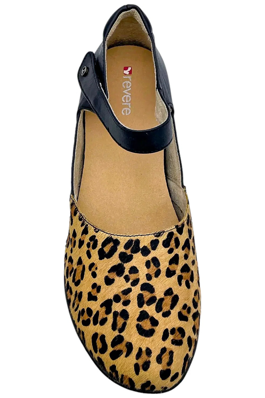 Revere Adjustable Leather Mary Janes Osaka Black Leopard - Wide - Picture 2 of 3